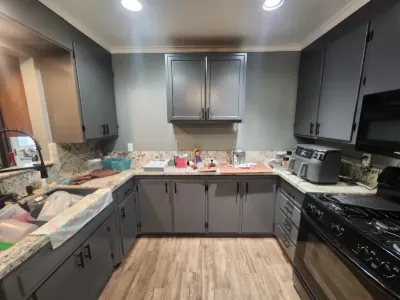 Kitchen remodel with gray cabinets